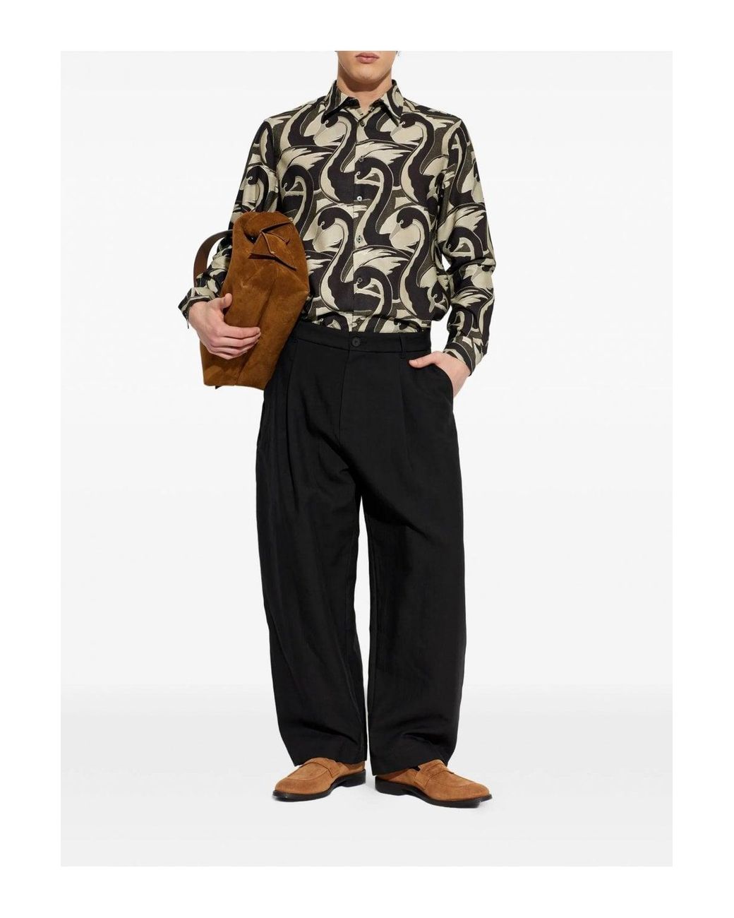Paul Smith Black Swan Print Tailored Shirt for men