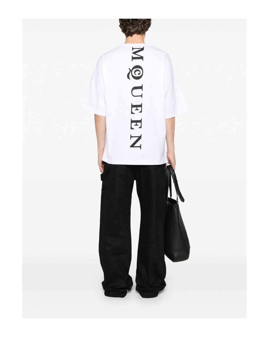 McQueen White Exploded Logo Over Fit T Shirt for men
