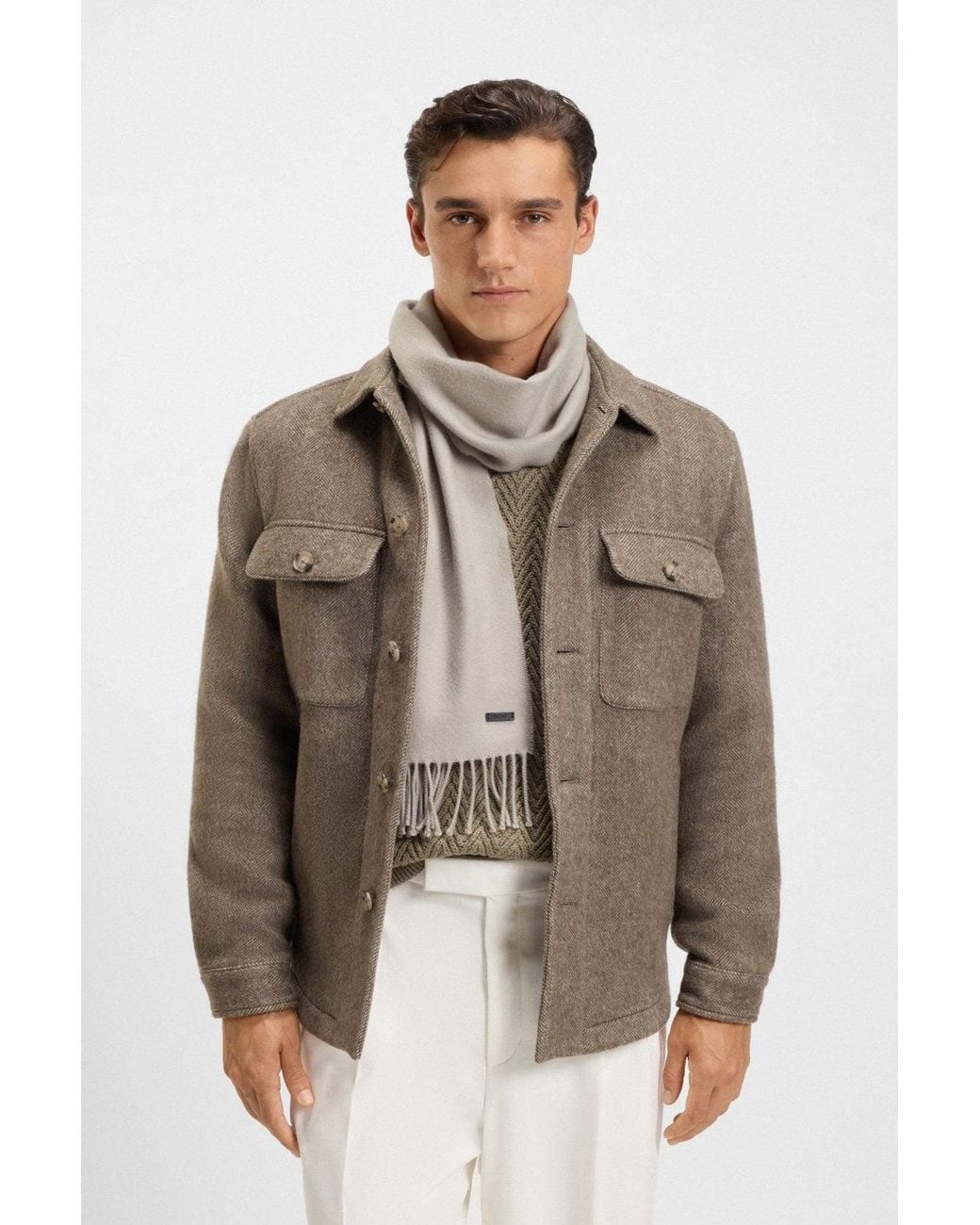 Boss White Naster_35 Scarf for men
