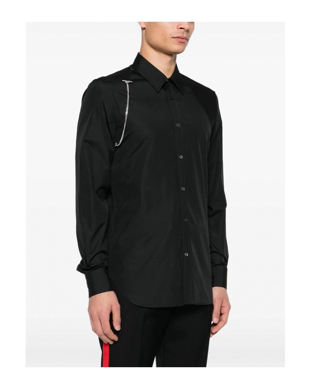 McQueen Black T Chain Harness Shirt for men