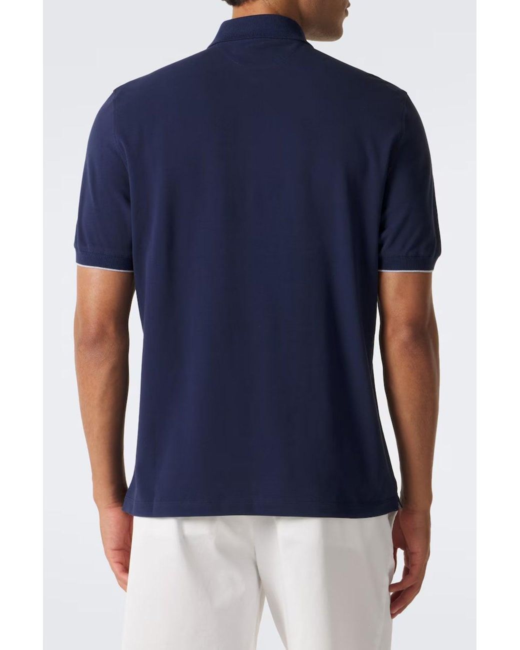 Brunello Cucinelli Blue Branded Cotton Polo Shirt for men