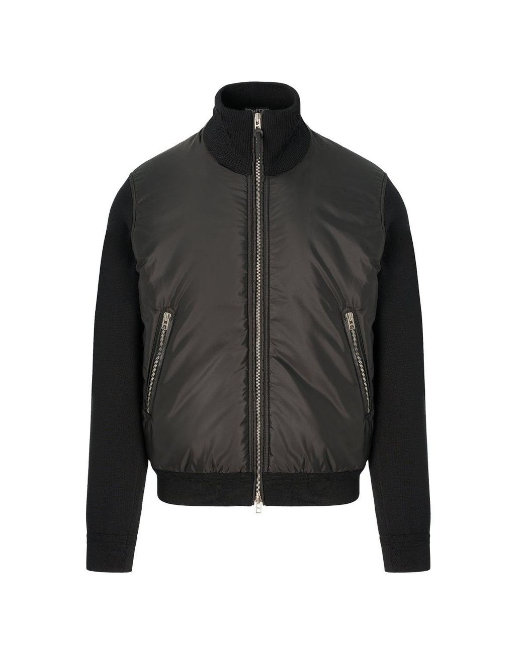 Tom Ford Black Nylon Front Merino Cardigan for men