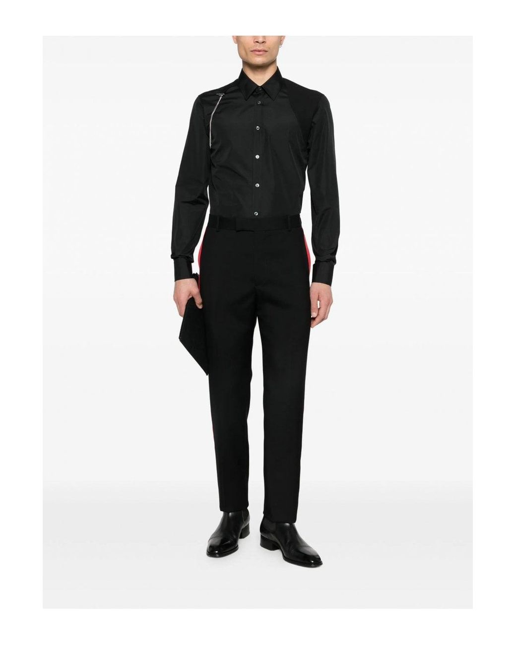 McQueen Black T Chain Harness Shirt for men