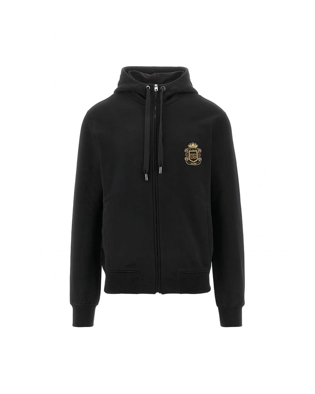 Dolce & Gabbana Black Crest Zip Hooded Top for men
