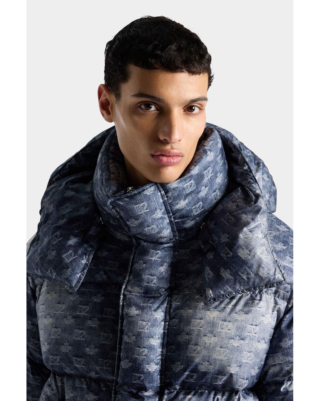 DSquared² Blue Monogram Down Jacket for men