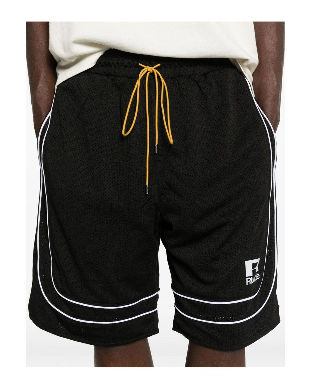 Rhude Black Mesh Basketball Shorts for men
