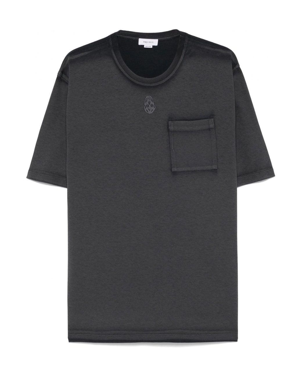 McQueen Black Over Dyed Jersey T Shirt for men