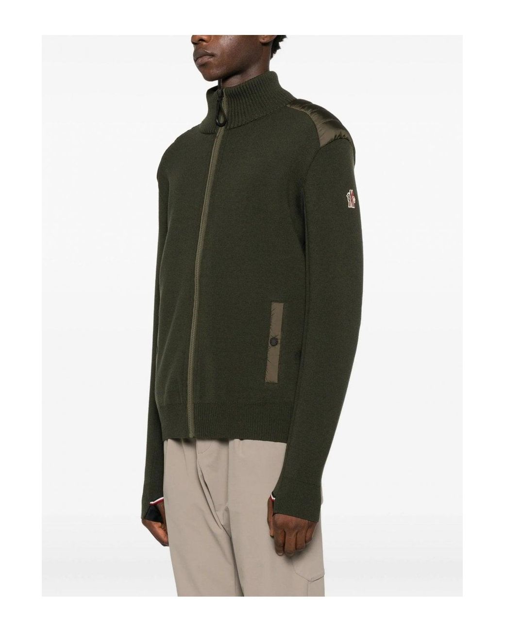 Moncler Green Zip Through Cardigan for men