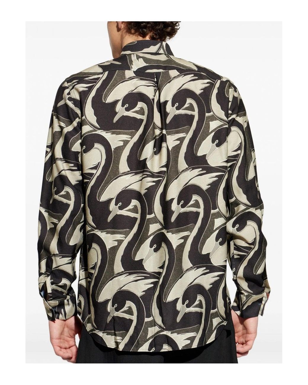 Paul Smith Black Swan Print Tailored Shirt for men