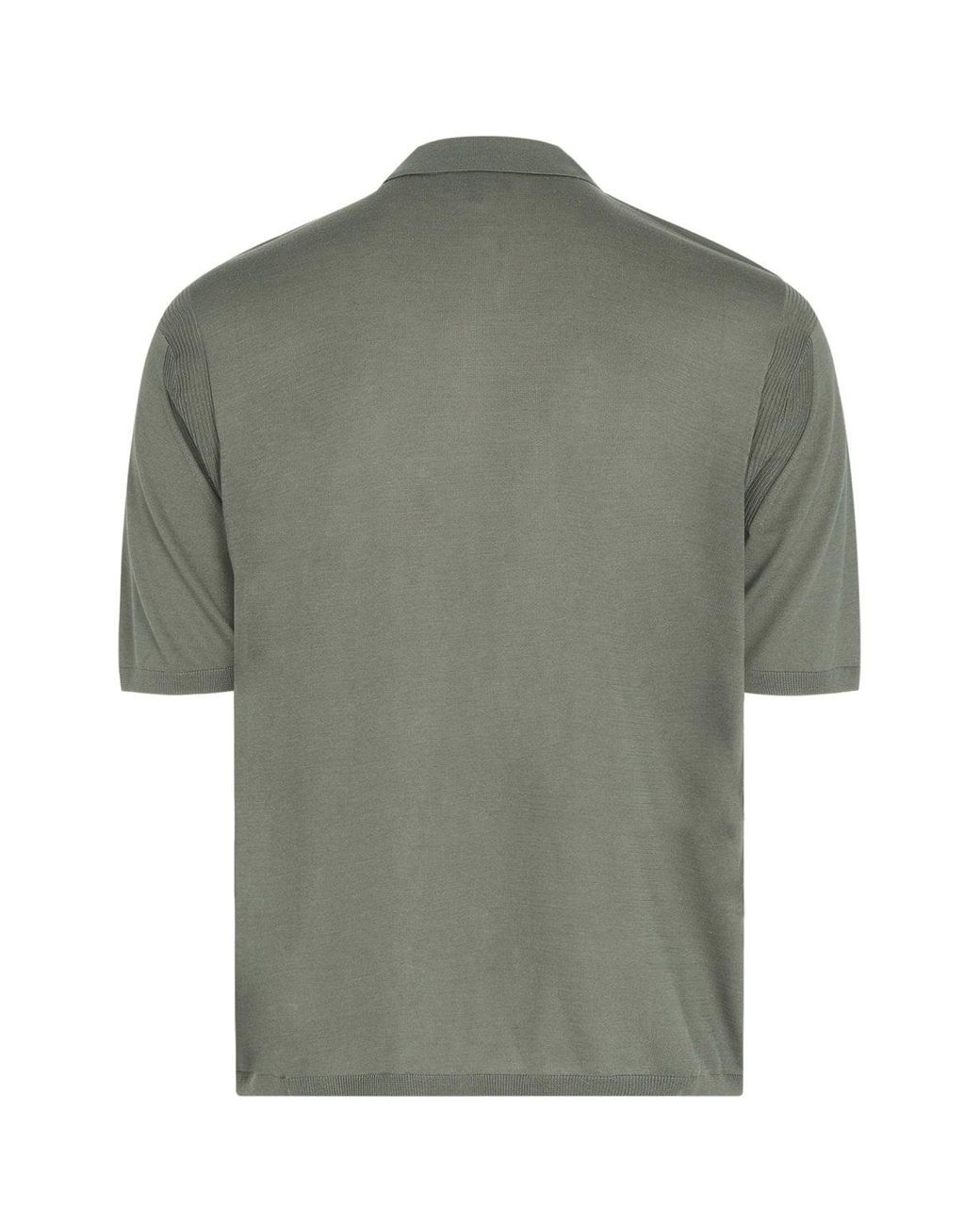 Emporio Armani Green Knitted Zip Polo for men