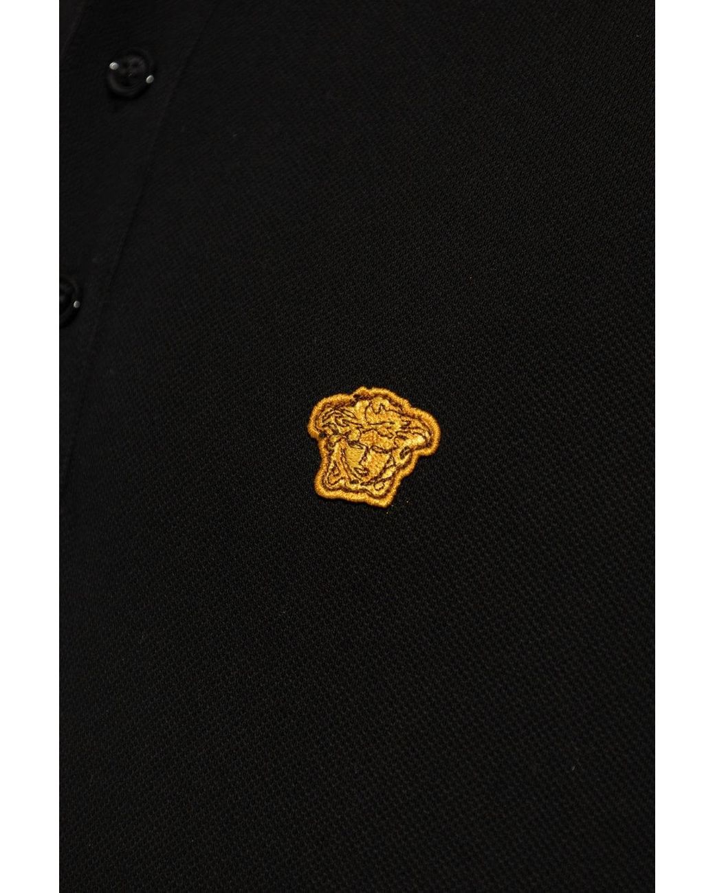 Versace Black Polo Piquet Medusa Embroidery for men