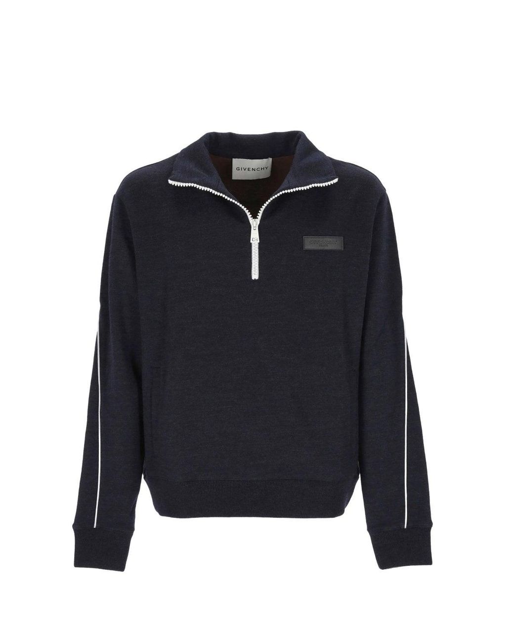 Givenchy Blue 1/4 Zip Wool Sweater for men