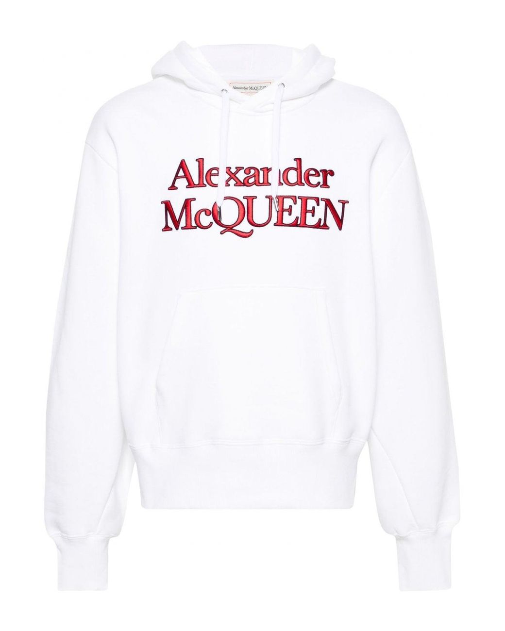 McQueen White Kimono Sleeve Branded Hooded Top for men