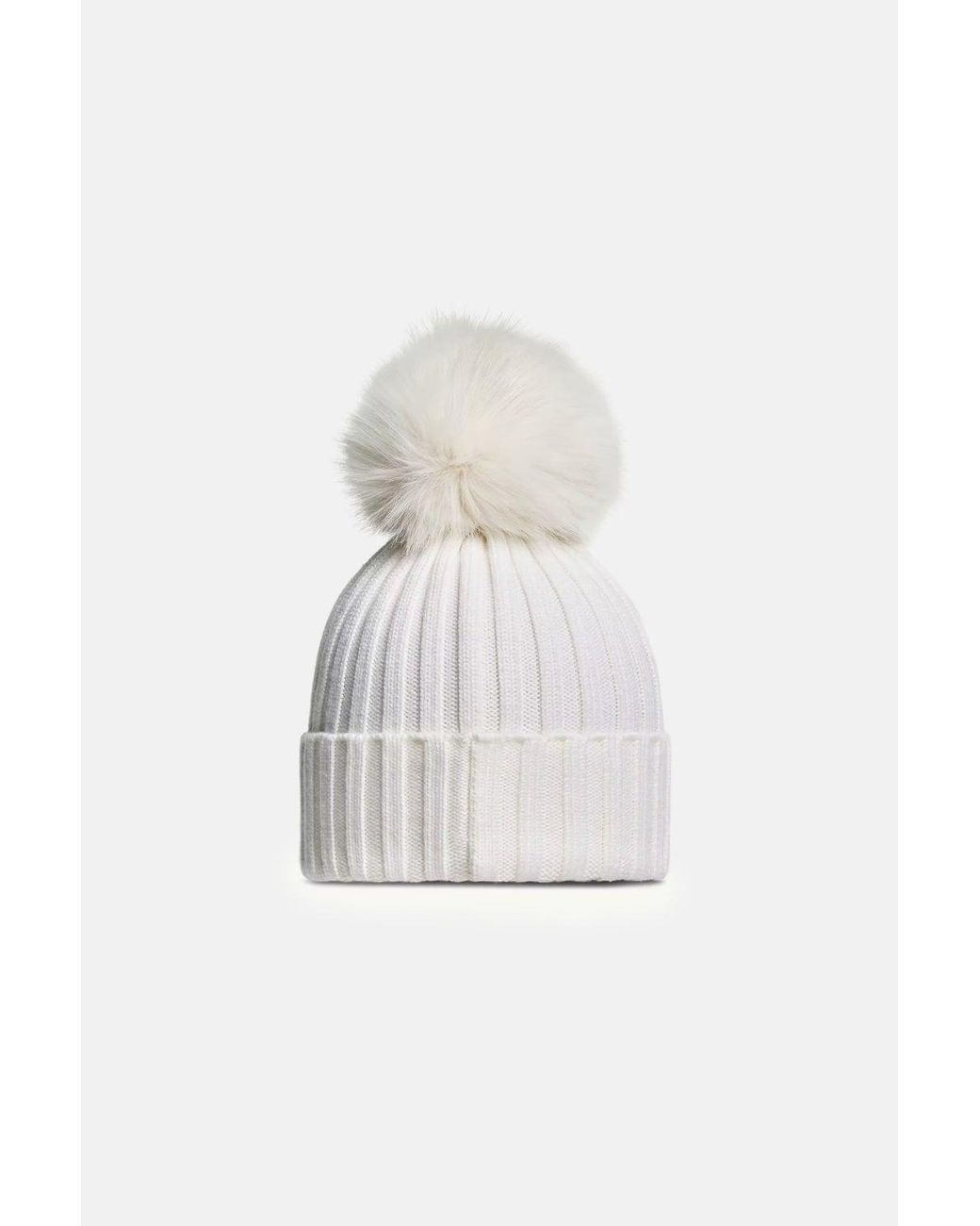 Moncler White Archive Logo Bobble Hat