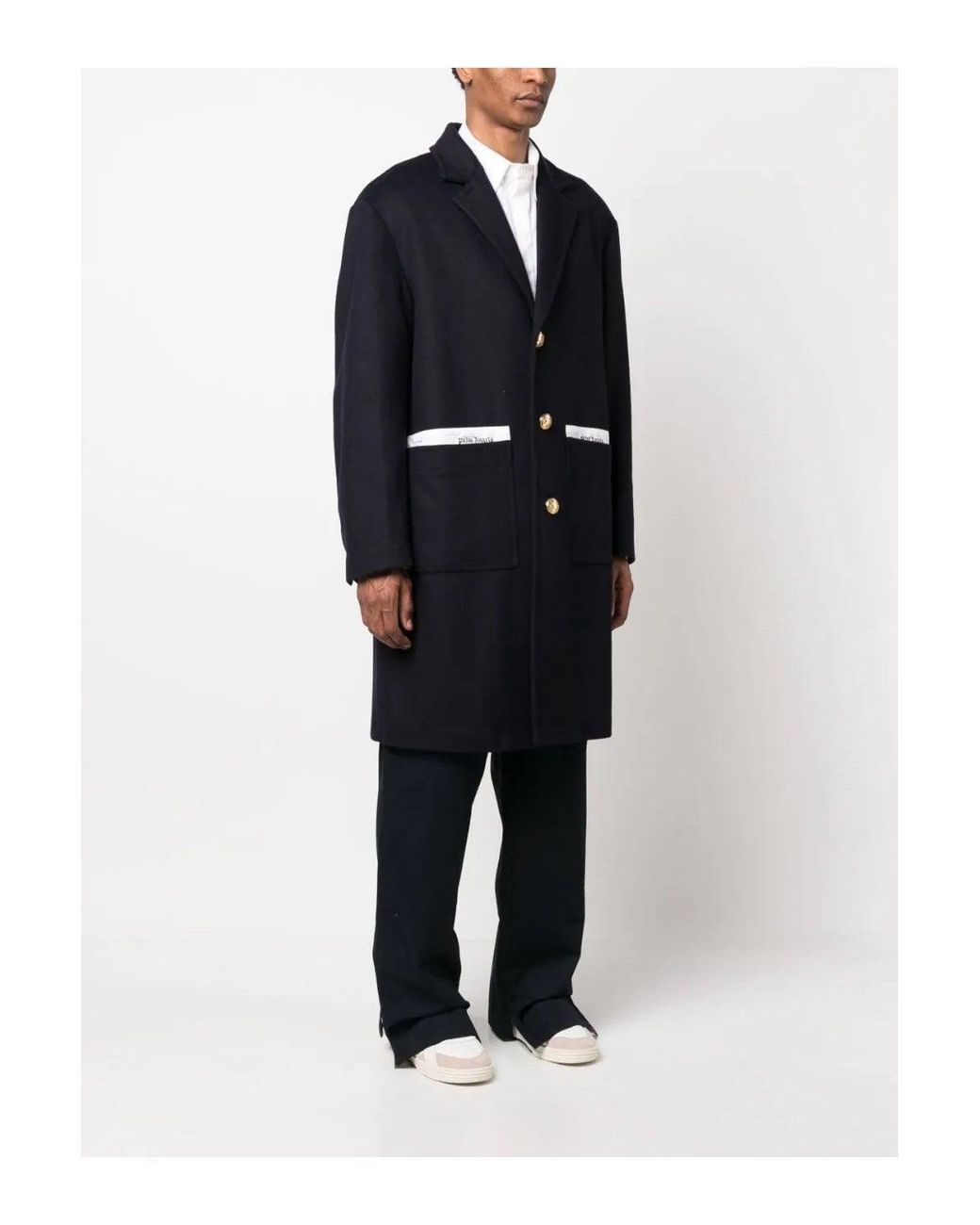 Palm Angels Blue Sartorial Tape Uniform Coat for men