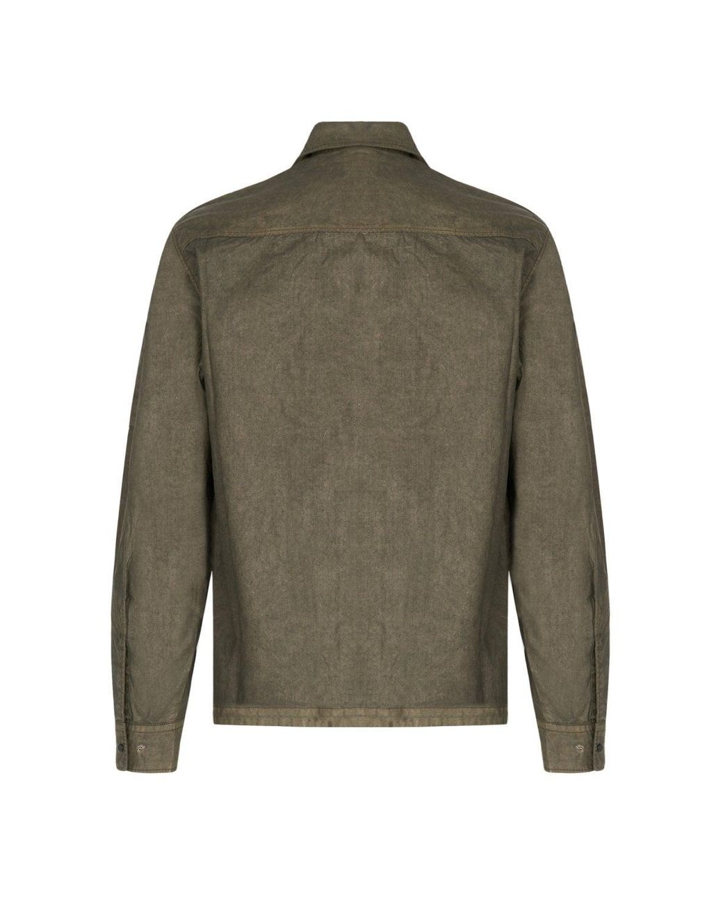 C P Company Green Cotton Zipped Lens Overshirt for men