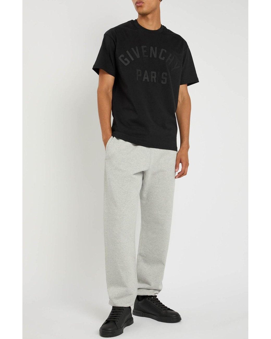 Givenchy Black Regular Fit Embroidered Logo T Shirt for men