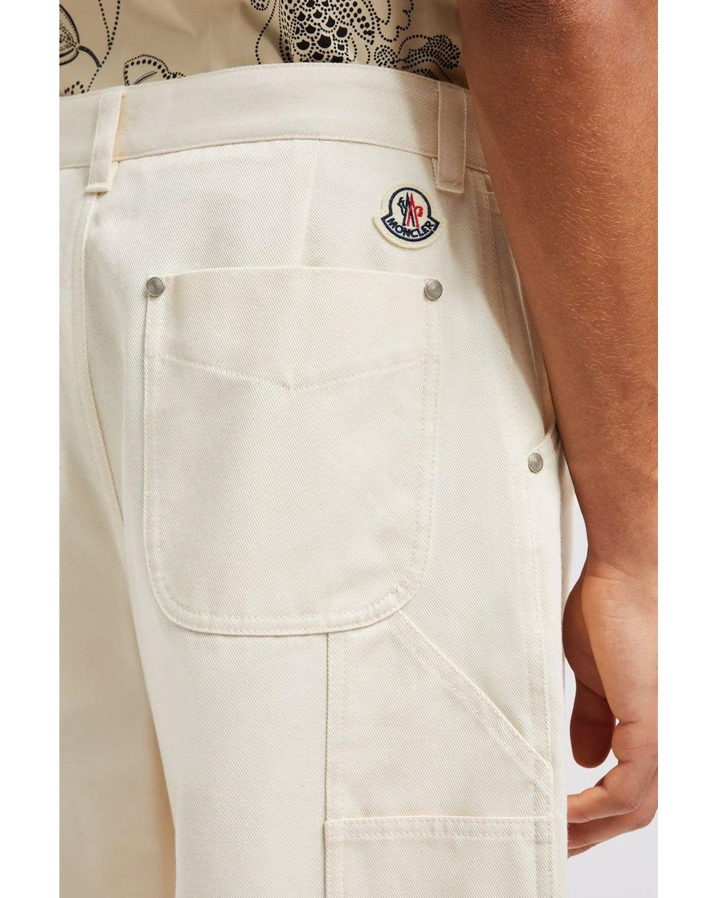 Moncler White Archive Logo Shorts for men