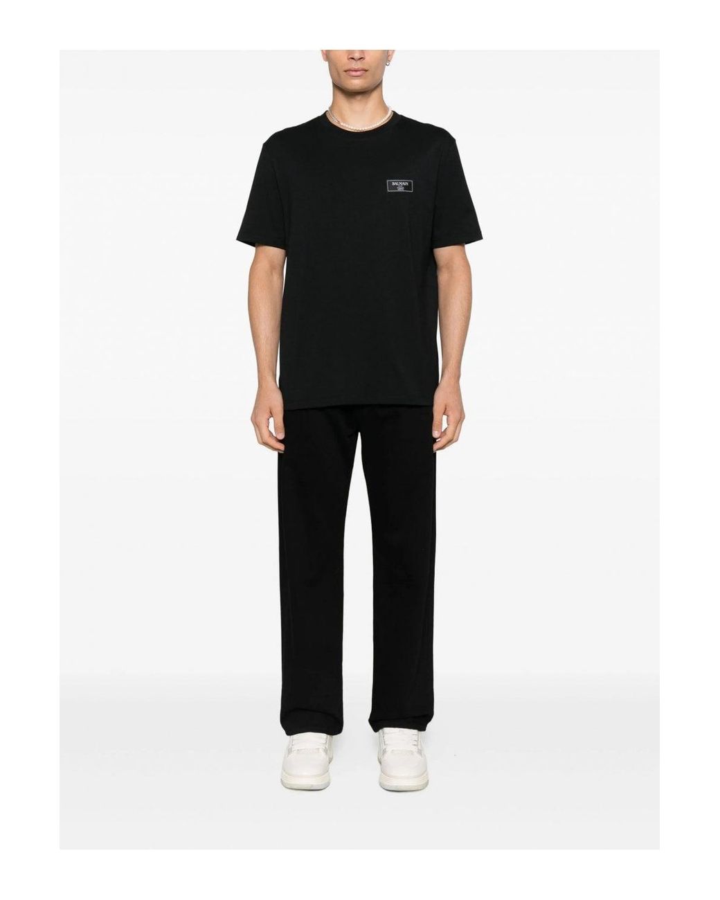 Balmain Black Regular Couture Label T Shirt for men
