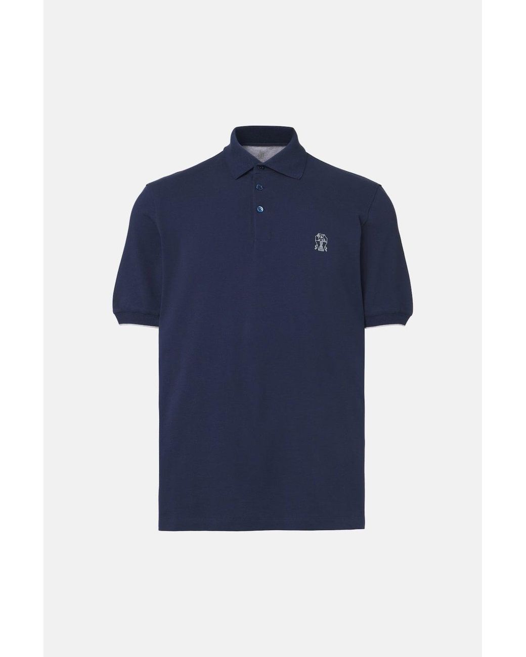 Brunello Cucinelli Blue Branded Cotton Polo Shirt for men