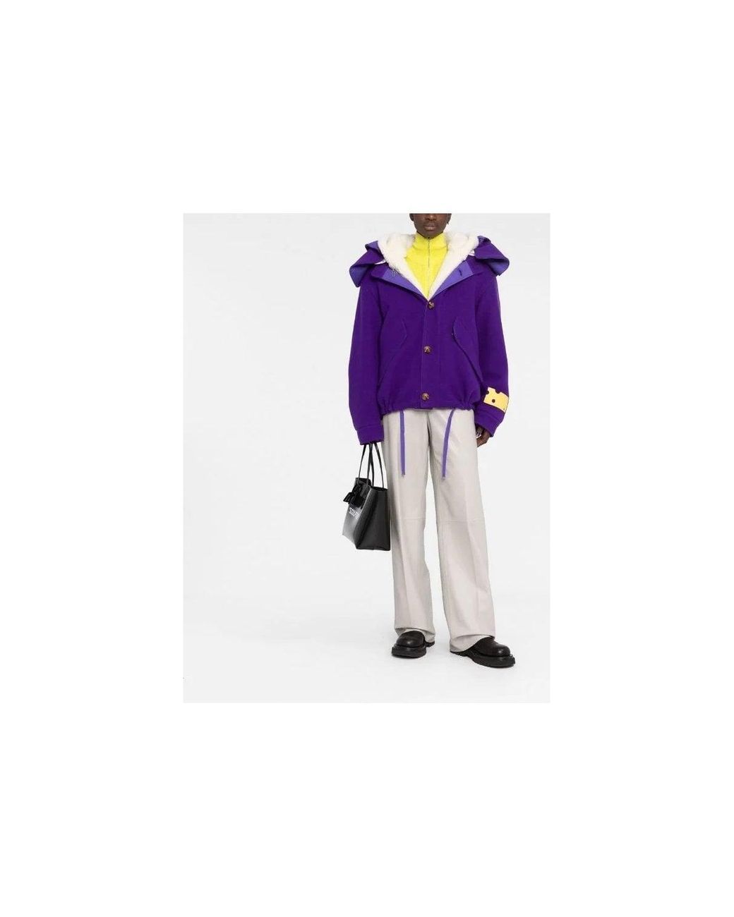 Off-White c/o Virgil Abloh Purple Wool Hooded Parka