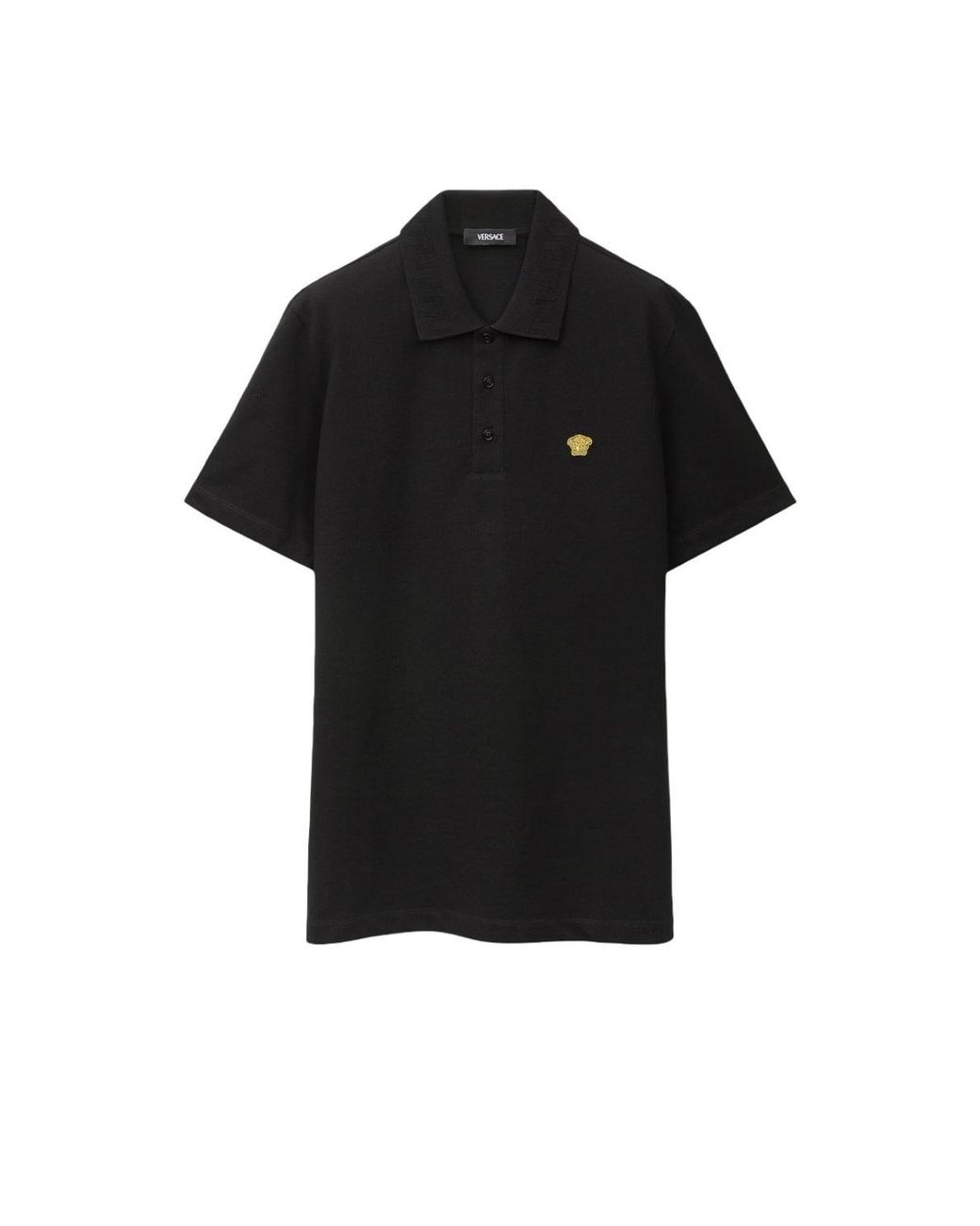 Versace Black Polo Piquet Medusa Embroidery for men