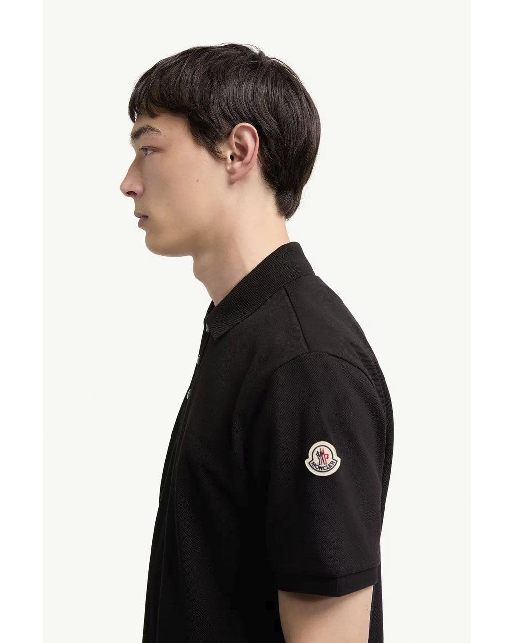 Moncler Black Cotton Polo Shirt for men