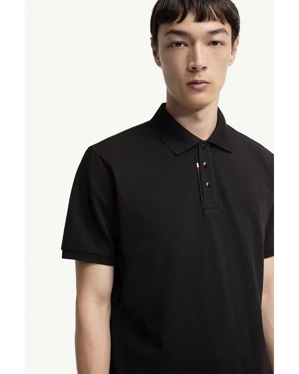 Moncler Black Cotton Polo Shirt for men