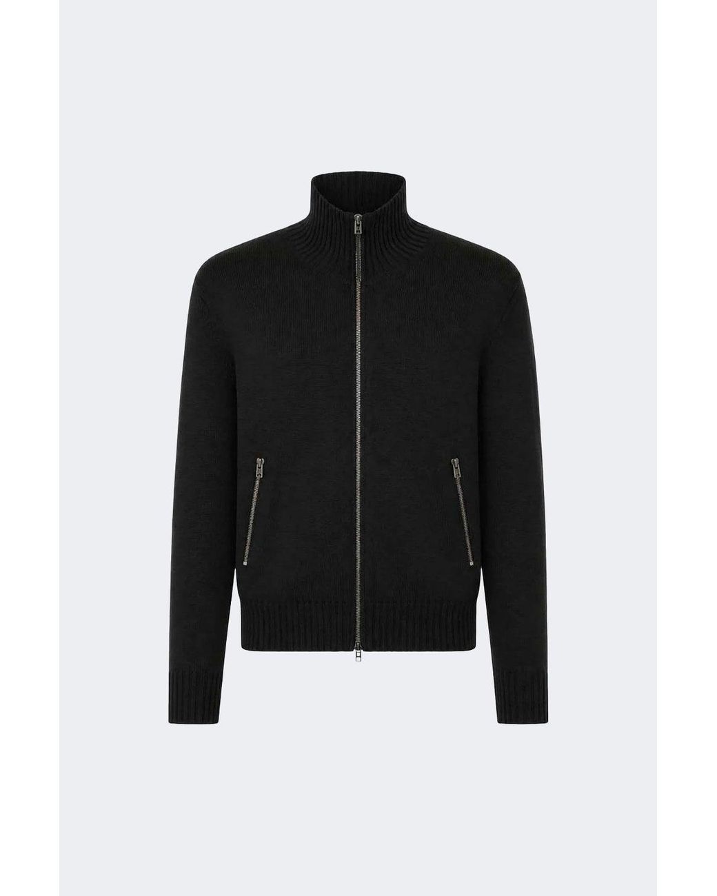 Tom Ford Black Leather Patches Zip Cardigan for men