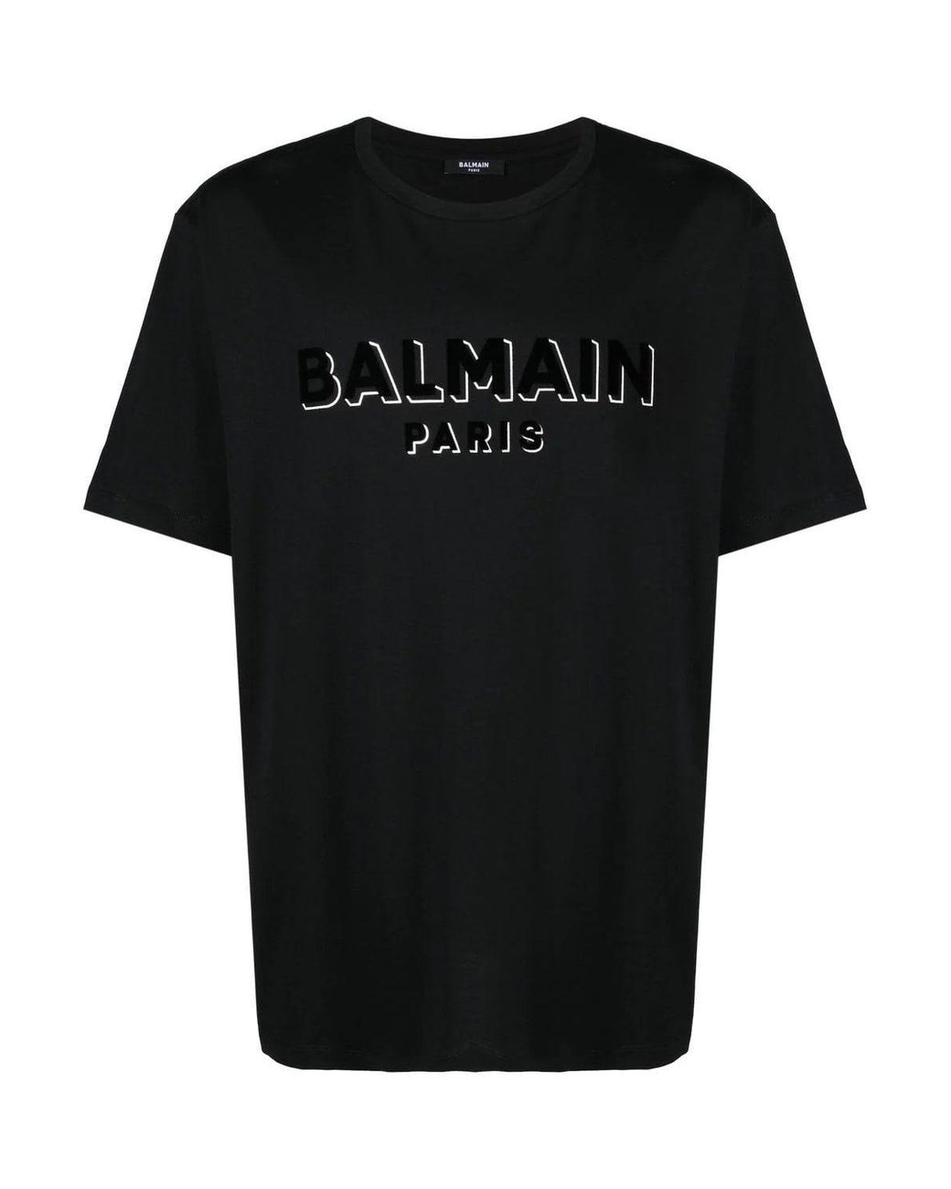 Balmain Bulky Fit Flock Foil T-shirt Black for men