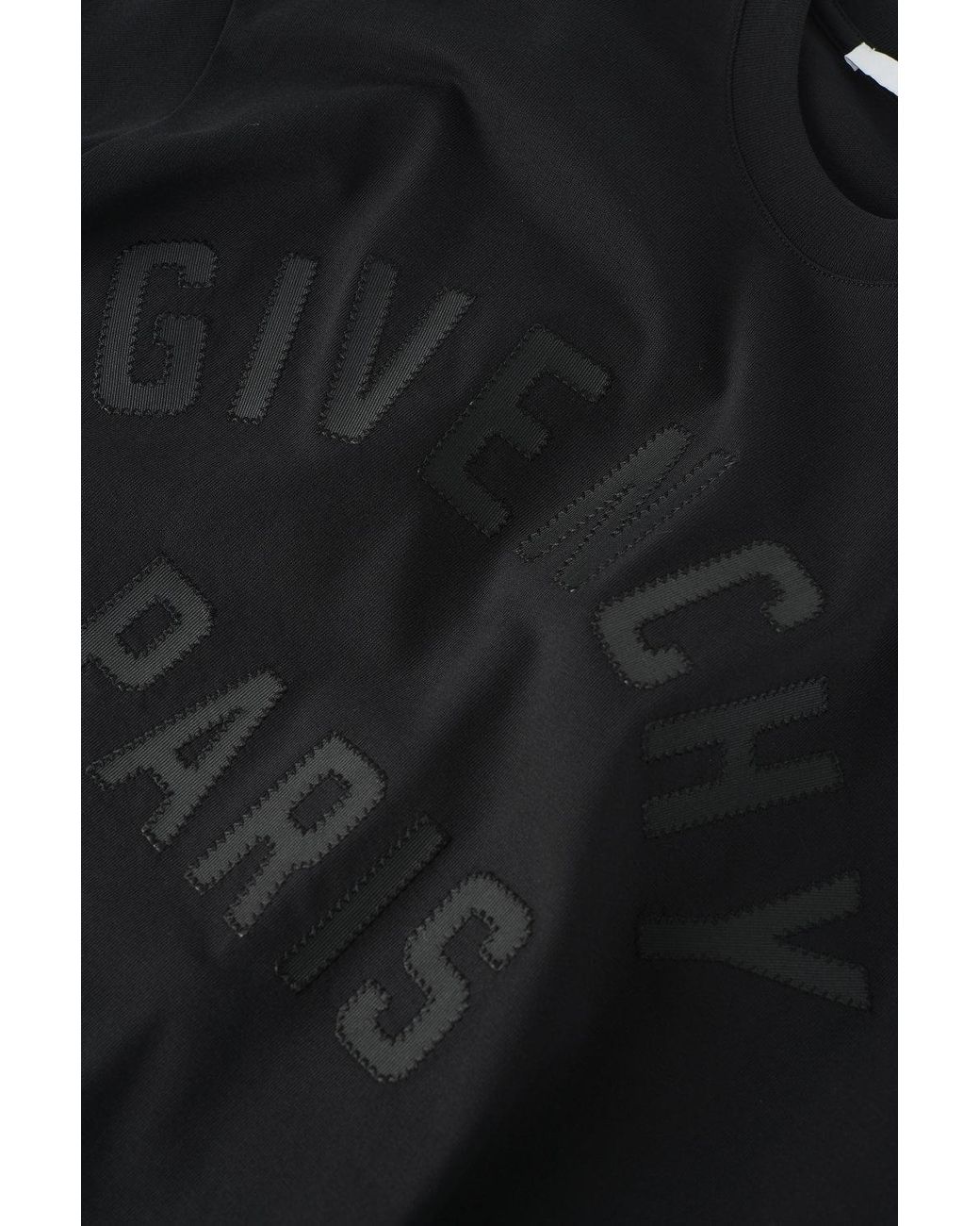 Givenchy Black Regular Fit Embroidered Logo T Shirt for men