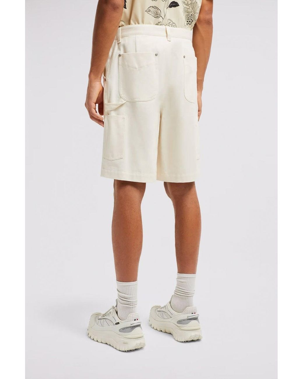 Moncler White Archive Logo Shorts for men