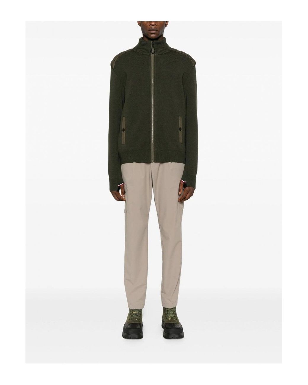 Moncler Green Zip Through Cardigan for men