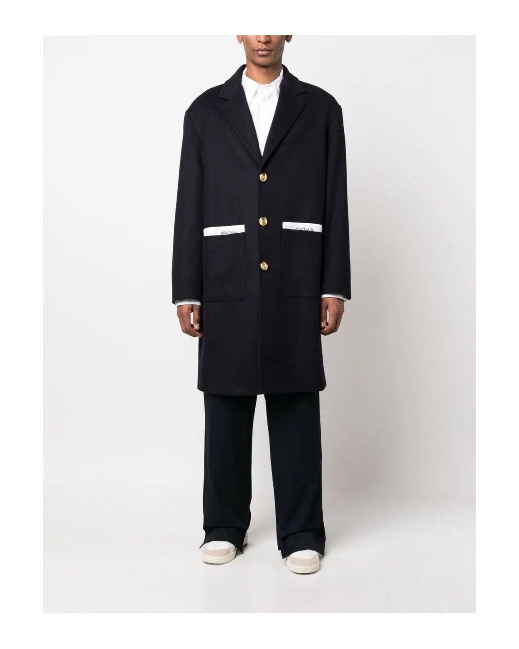 Palm Angels Blue Sartorial Tape Uniform Coat for men
