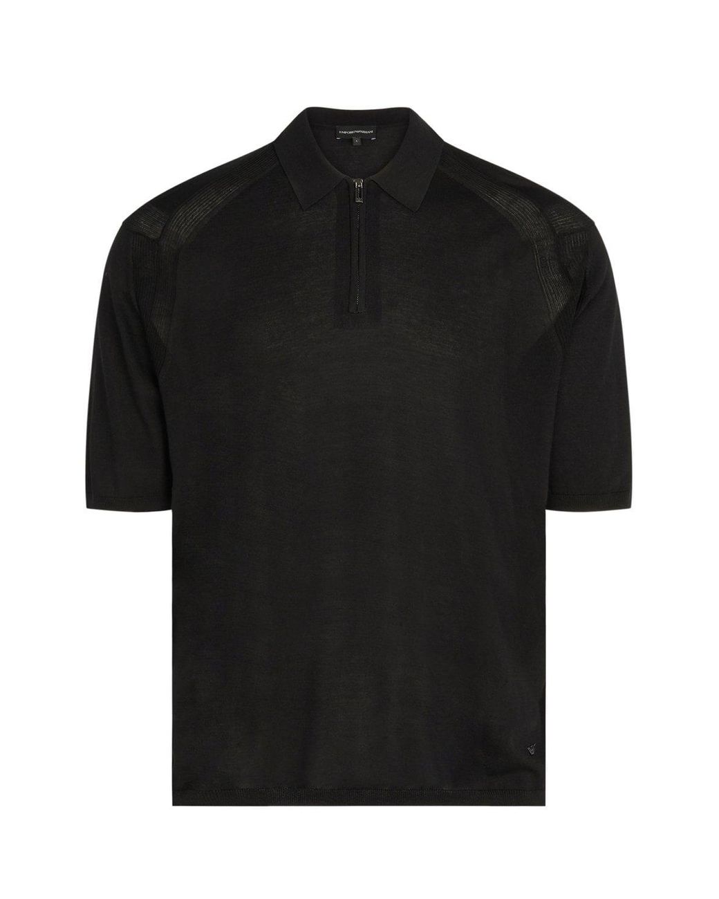 Emporio Armani Black Knitted Zip Polo for men
