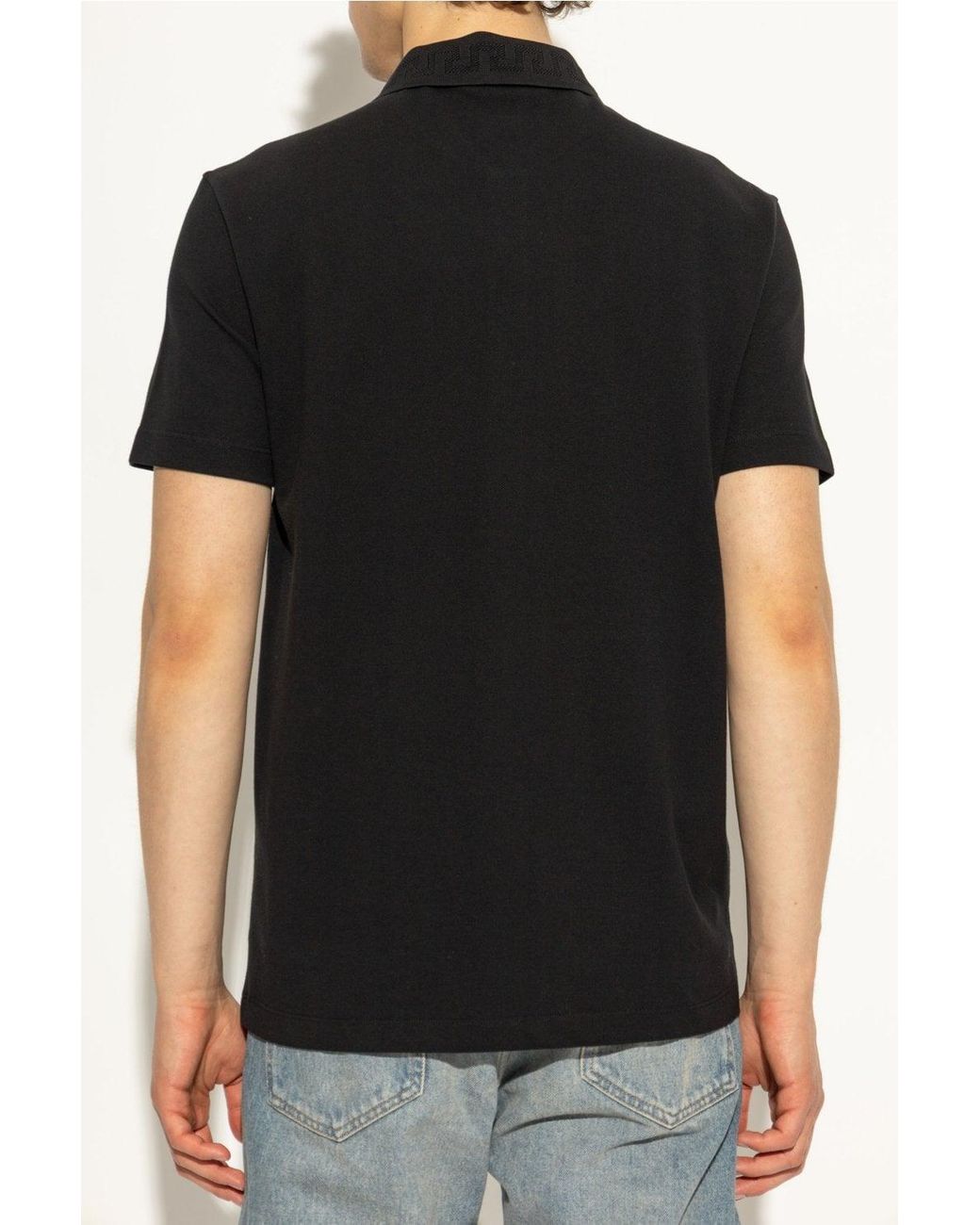 Versace Black Polo Piquet Medusa Embroidery for men