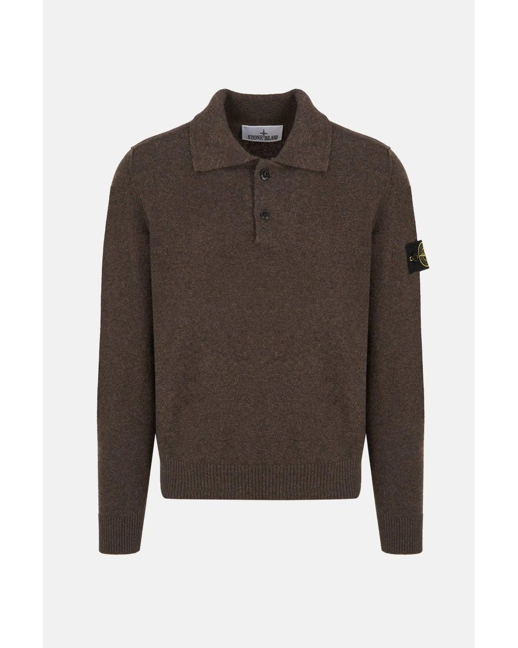 Stone Island Brown Knitted 5100018 Polo Shirt for men