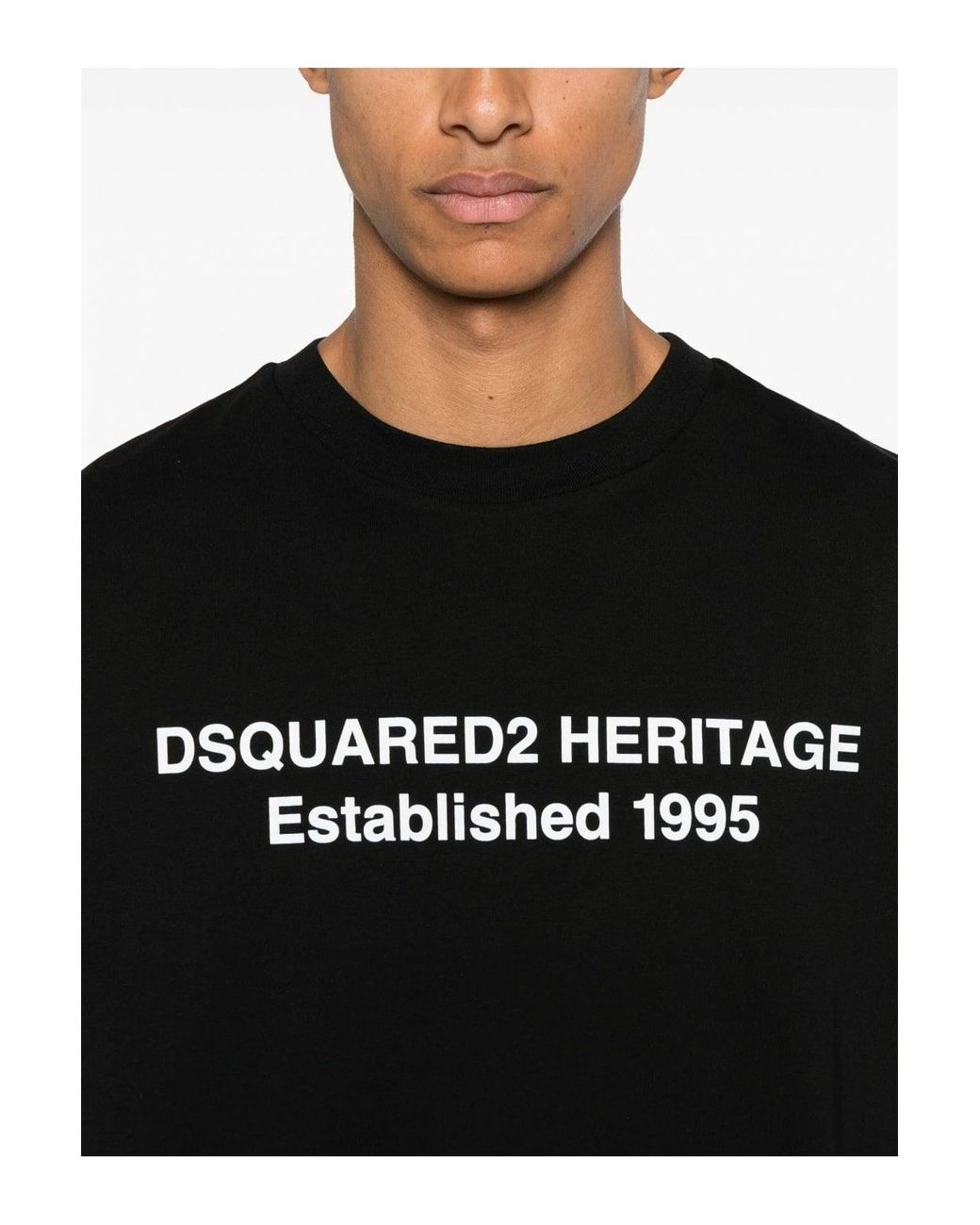 DSquared² Black Heritage Logo Loose Fit T Shirt for men