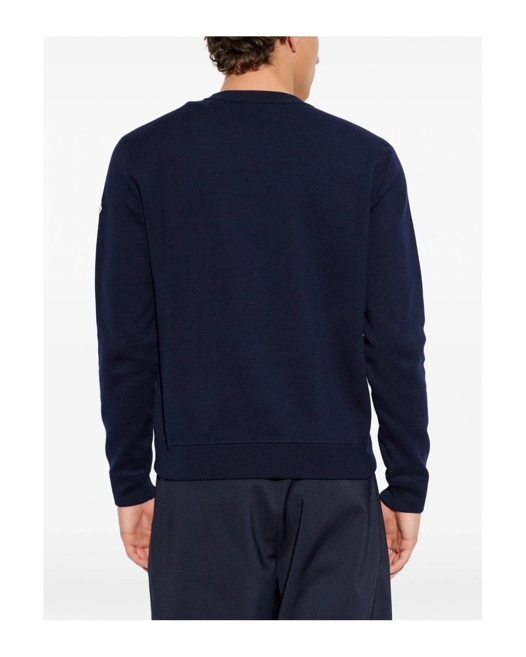 Moncler Blue M Logo Crewneck Sweater for men