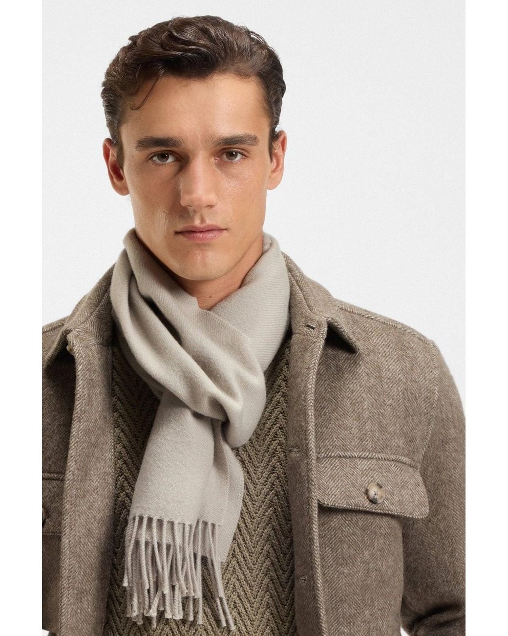 Boss White Naster_35 Scarf for men