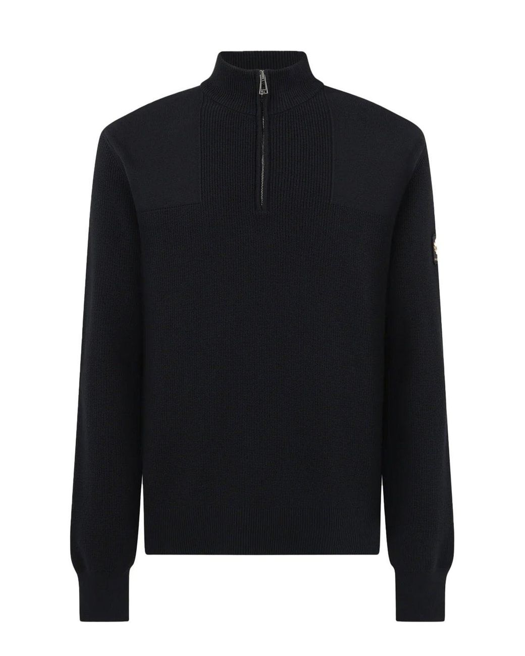 Belstaff Black Commander Quarter Zip Sweater for men