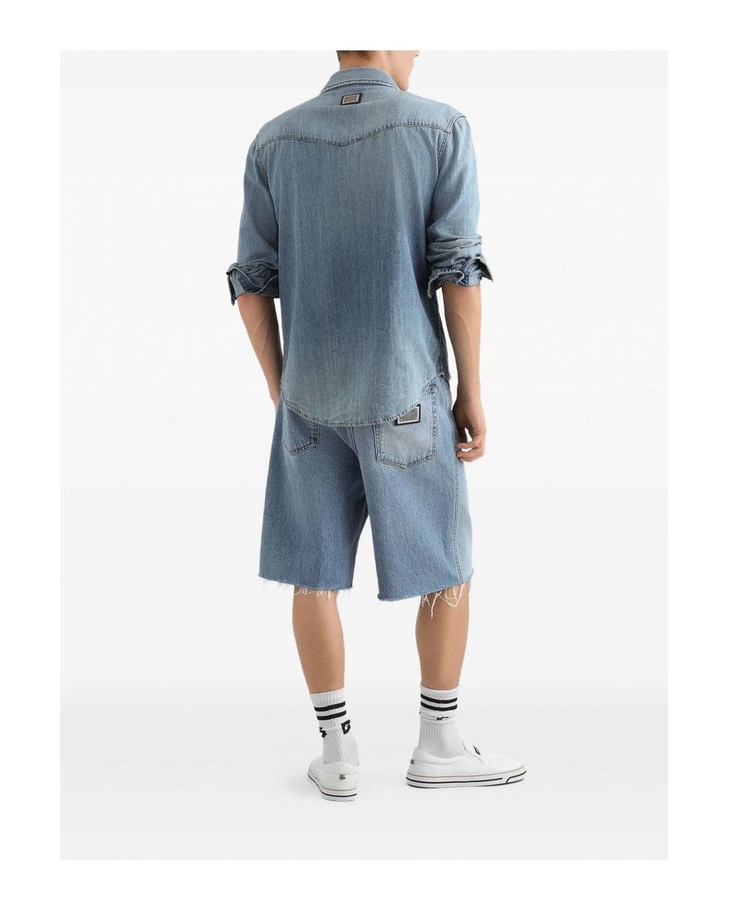 Dolce & Gabbana Blue Denim Western Shirt for men