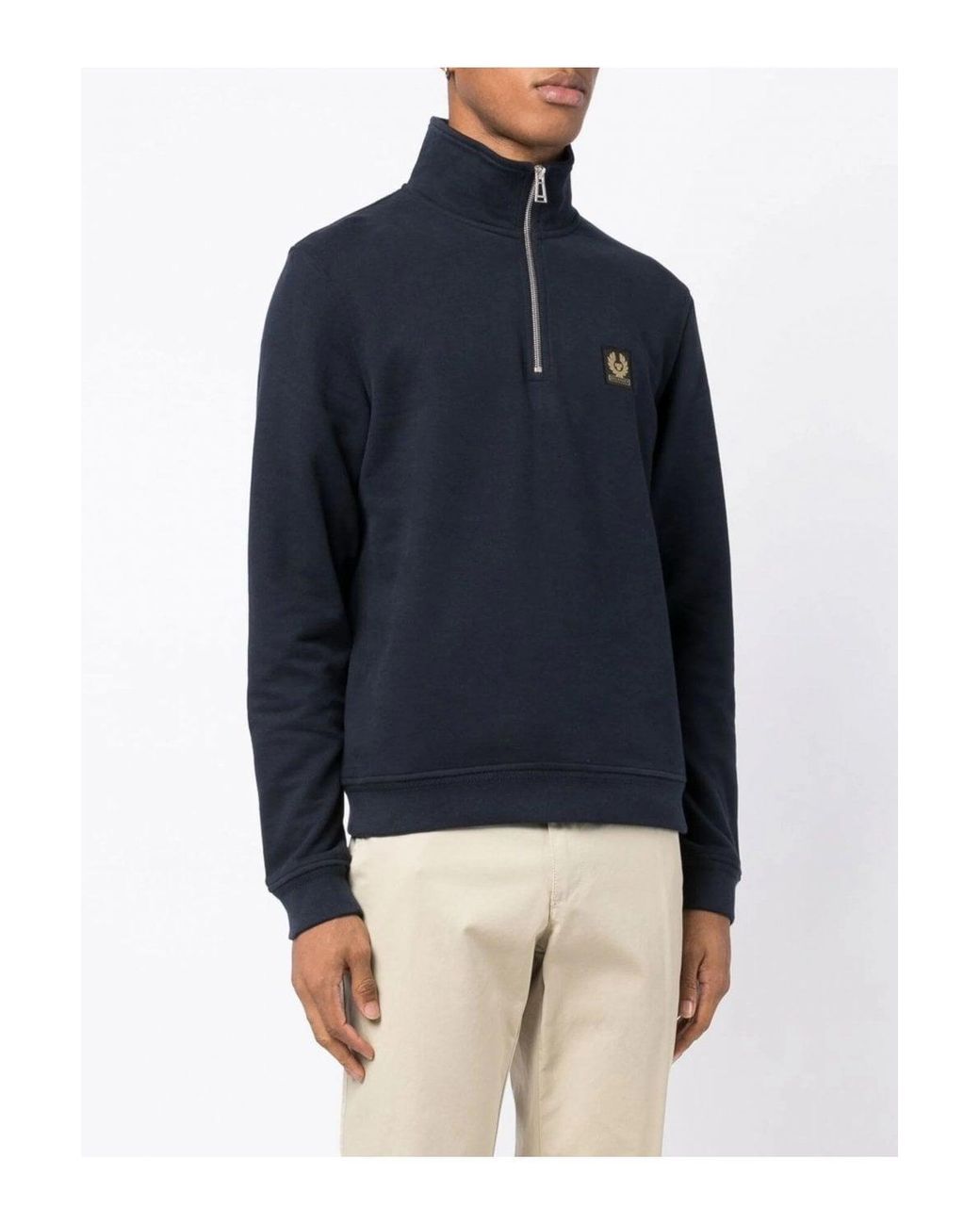 Belstaff Patch Logo Quarter Zip Sweatshirt in Blue for Men Lyst UK