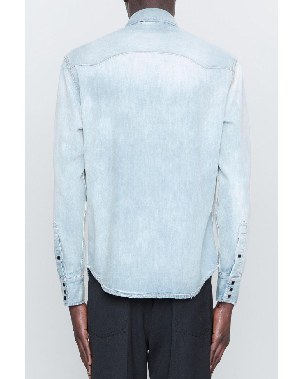 Amiri Blue Western Denim Ls Shirt for men