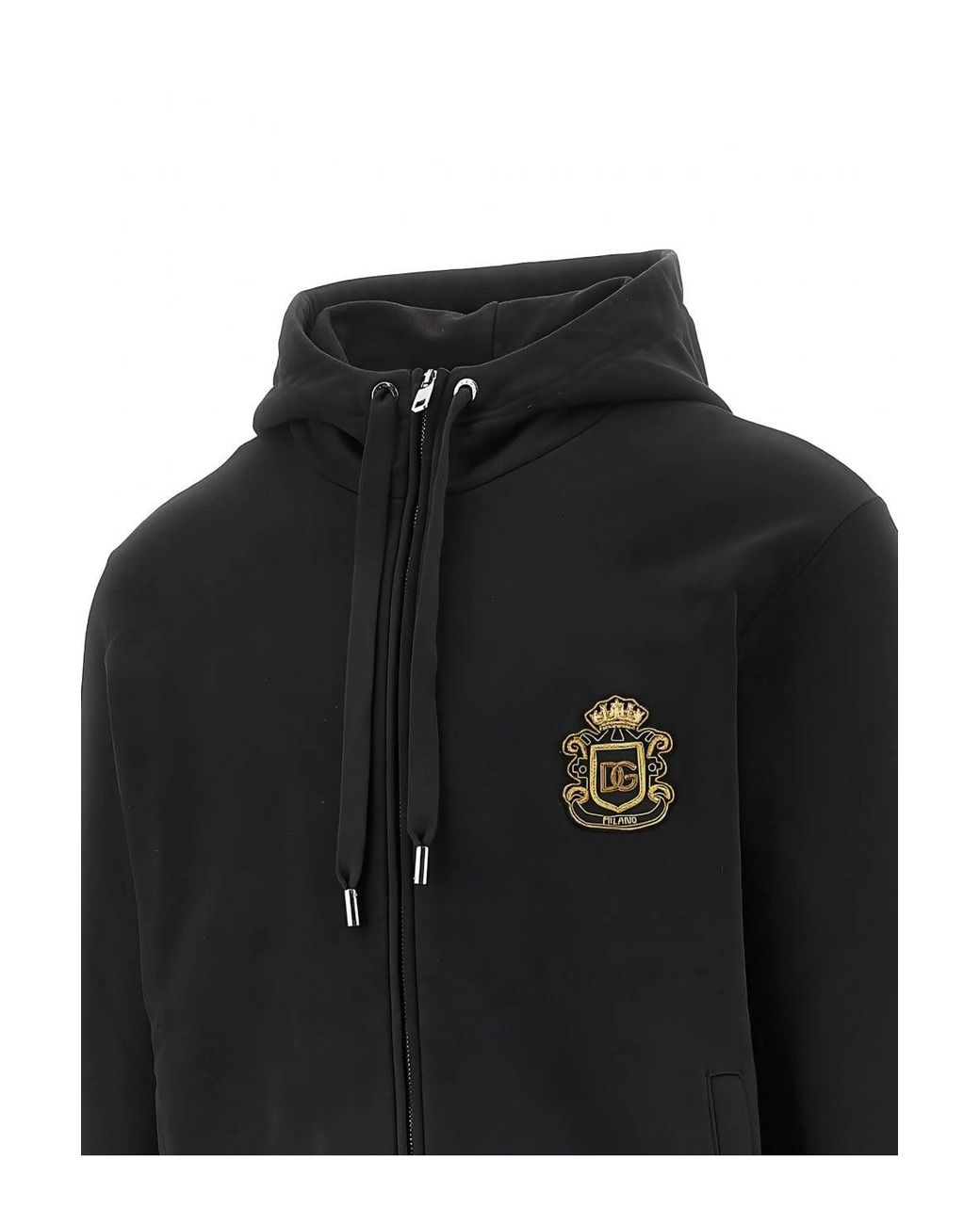 Dolce & Gabbana Black Crest Zip Hooded Top for men