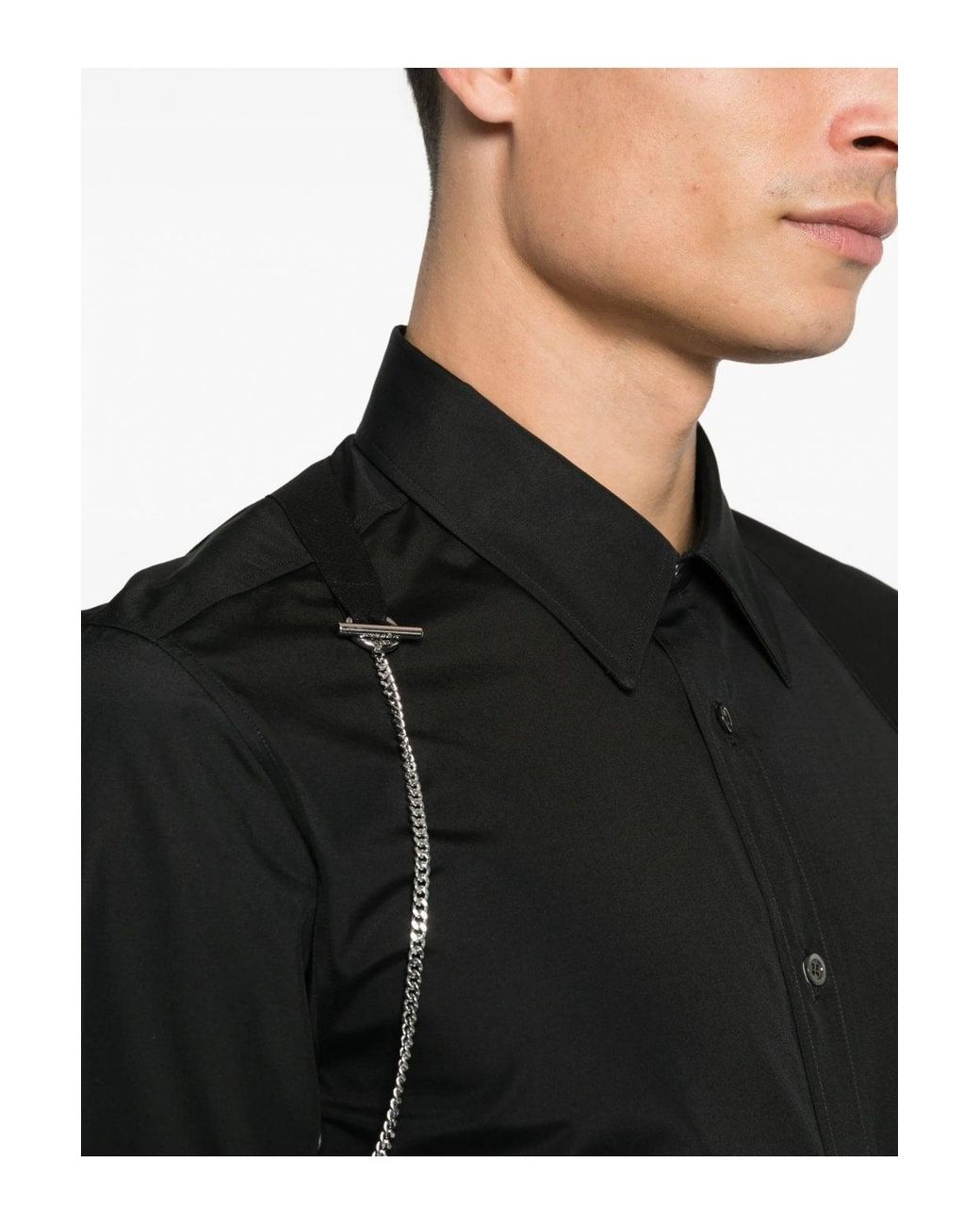 McQueen Black T Chain Harness Shirt for men