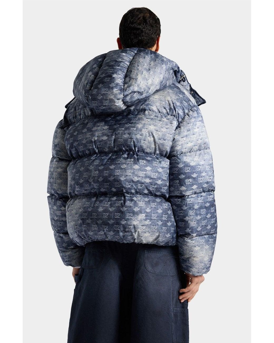 DSquared² Blue Monogram Down Jacket for men