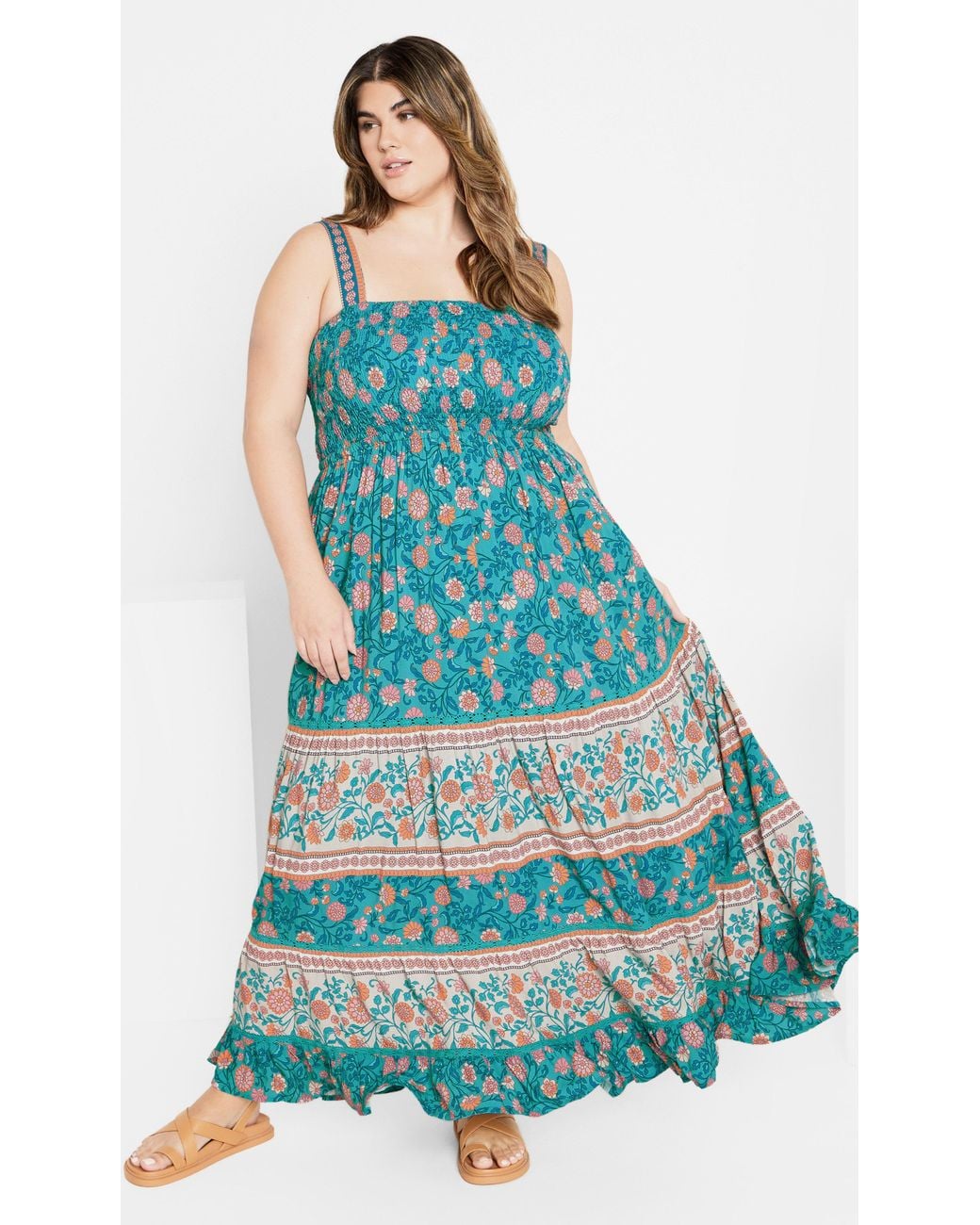 City Chic Plus Size Bella Lace Back Maxi Dress in Blue | Lyst