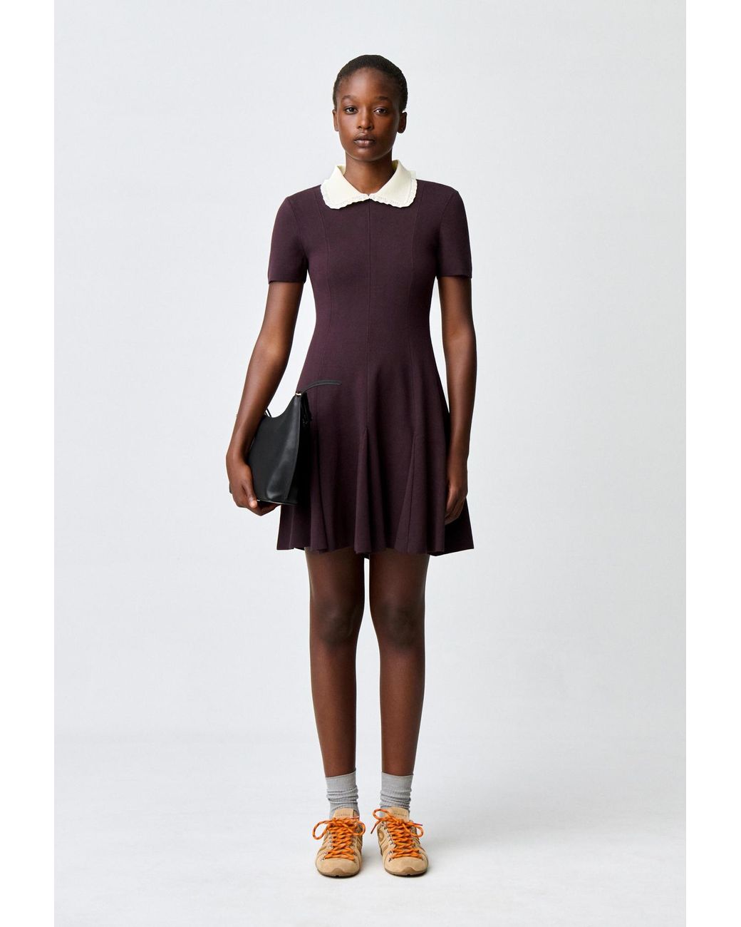 Claudie Pierlot Multicolor Contrast Collar Knit Skater Dress