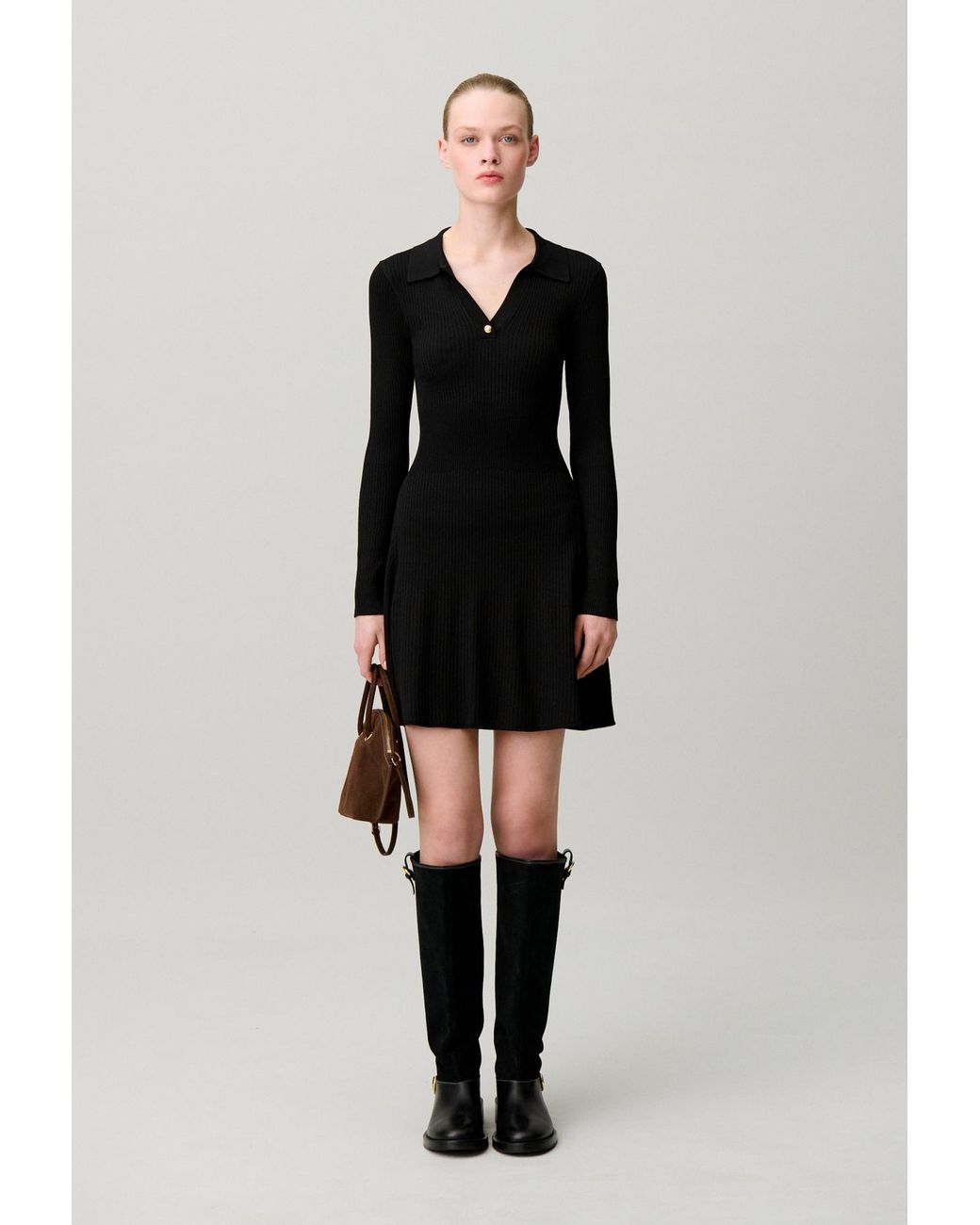Claudie Pierlot Black Short Fine-Knit Dress